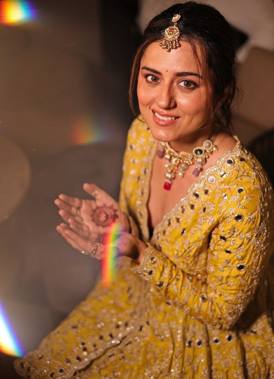 Gopi Vaid Yellow Tussar Peplum Kurta Sharara SetFabilicious Fashion