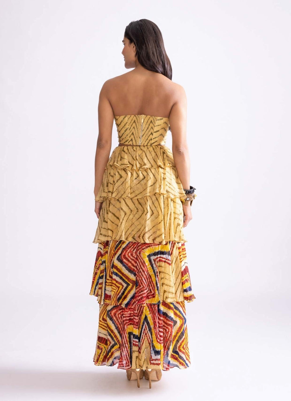 Yellow Zigzag Print Skirt Set Saaksha & Kinni - Fabilicious Fashion
