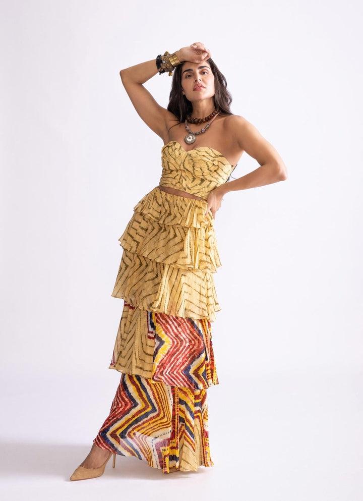 Yellow Zigzag Print Skirt Set Saaksha & Kinni - Fabilicious Fashion