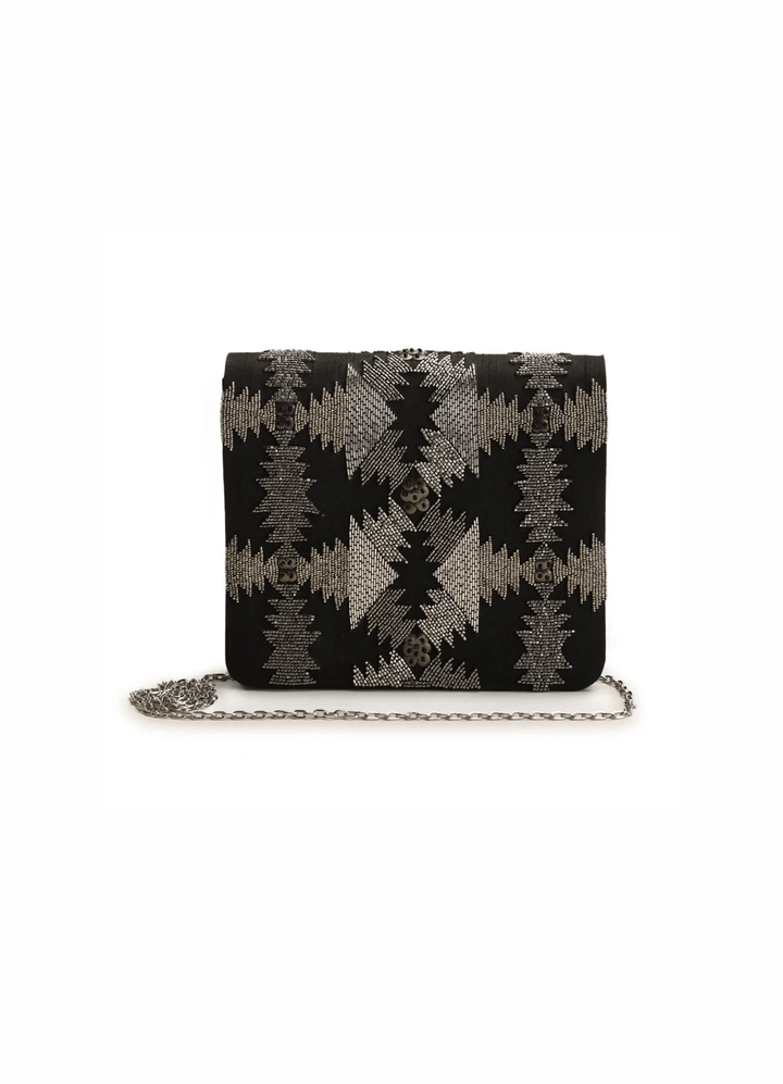 Zig Zag black clutch The Purple Sack - Fabilicious Fashion