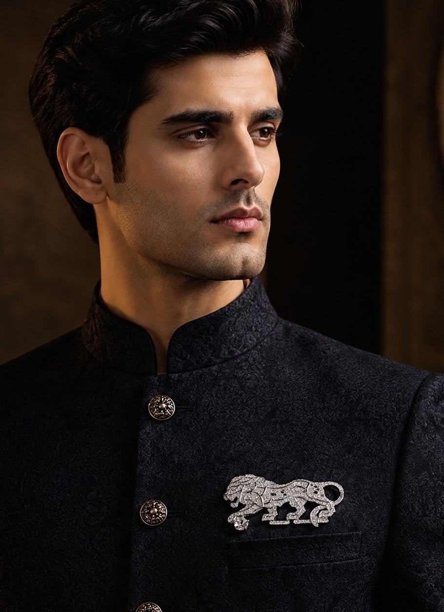 Vivinia By Vidhi Mehra Zircon Lion Motif BroochFabilicious Fashion