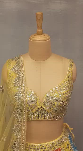 Sunaina Multicolour Mirrorwork Kalidar Lehenga Set