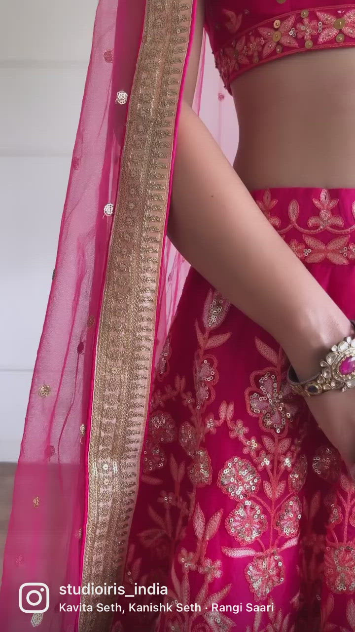 Rani Pink Organza Lehenga Set