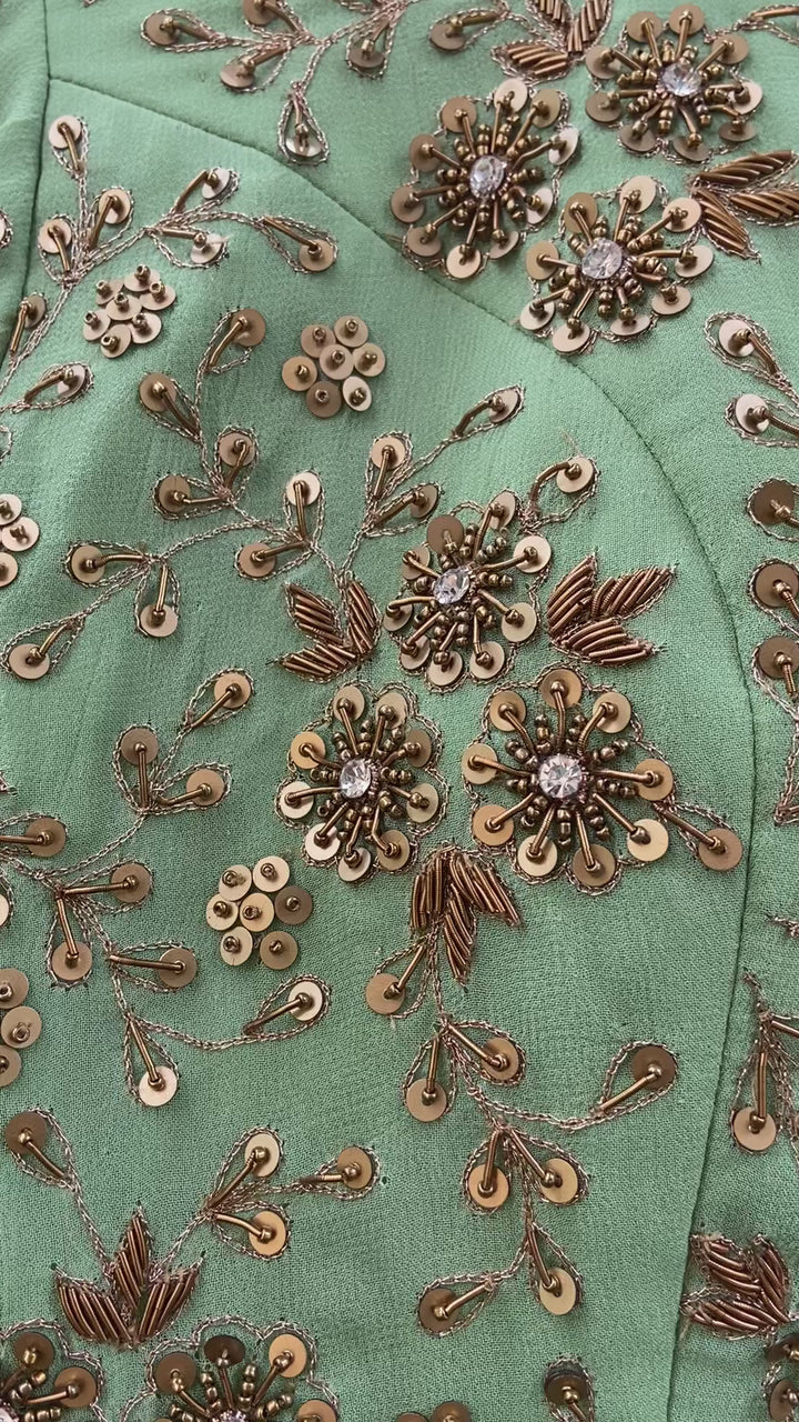 Sage Green Embroidered Lehenga Set