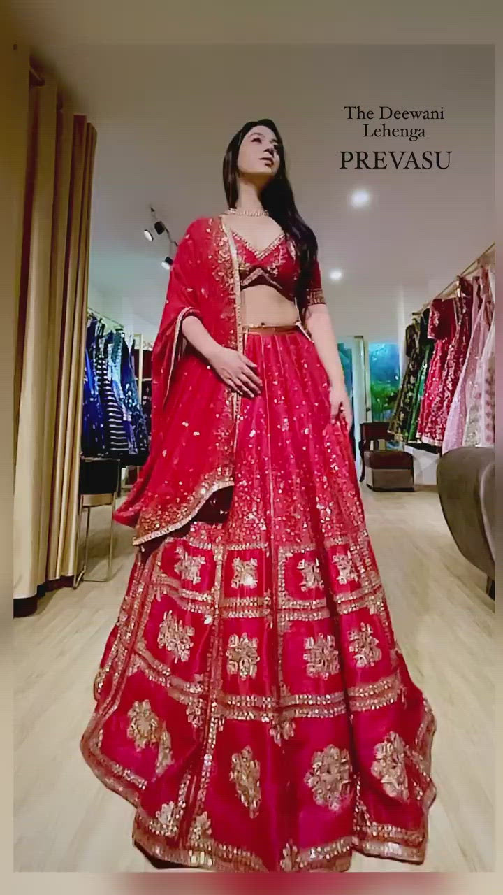 Regal Red Zardosi Embroidered Bridal Lehenga Set