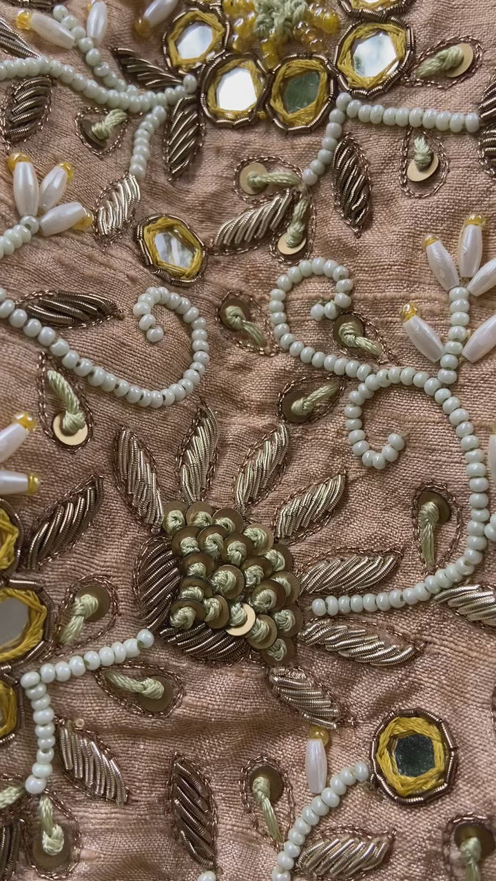 Mustard Yellow And Beige Gold Embroidered Lehenga Set