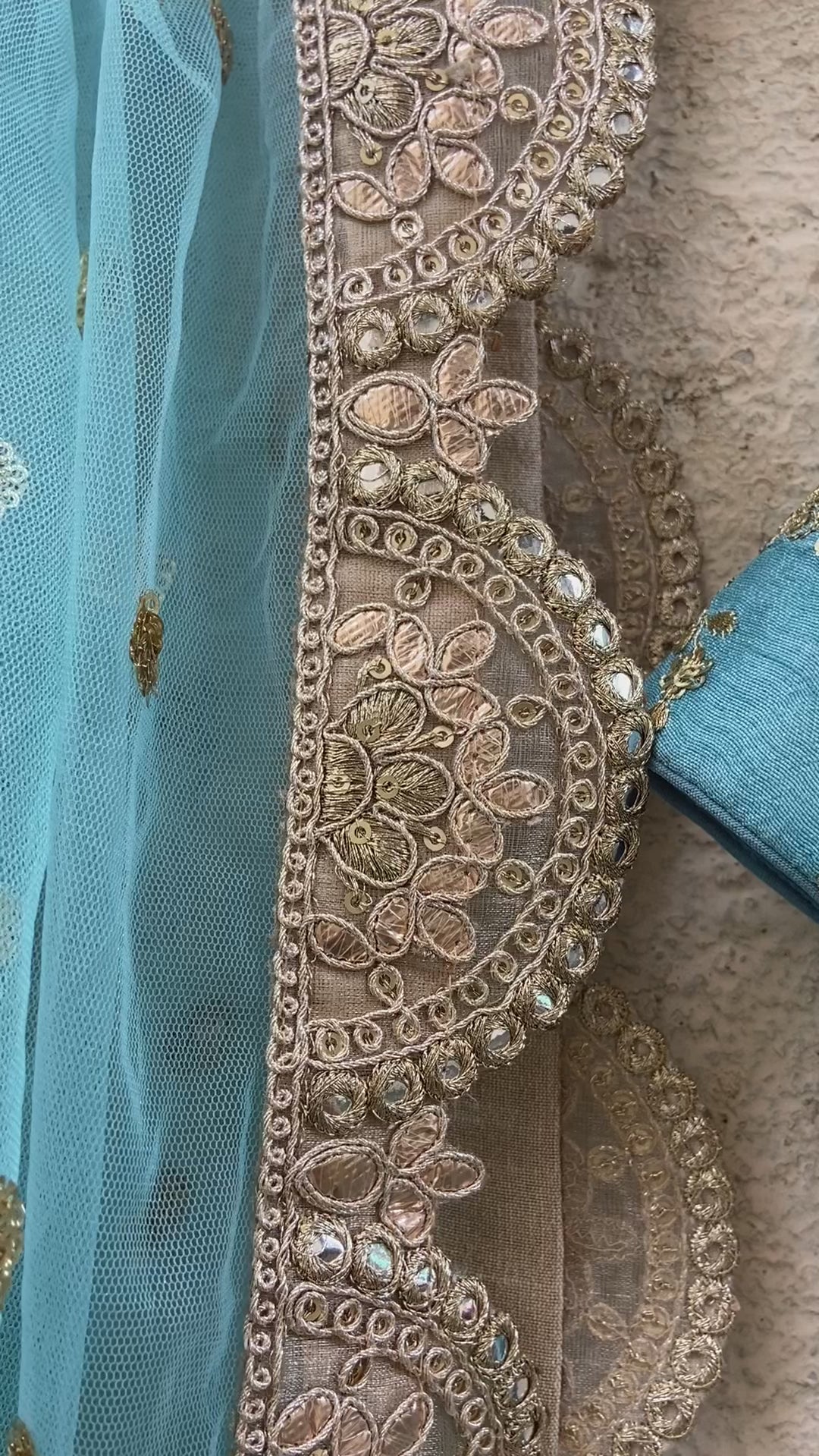 Blue Zari Blouse Lehenga Set
