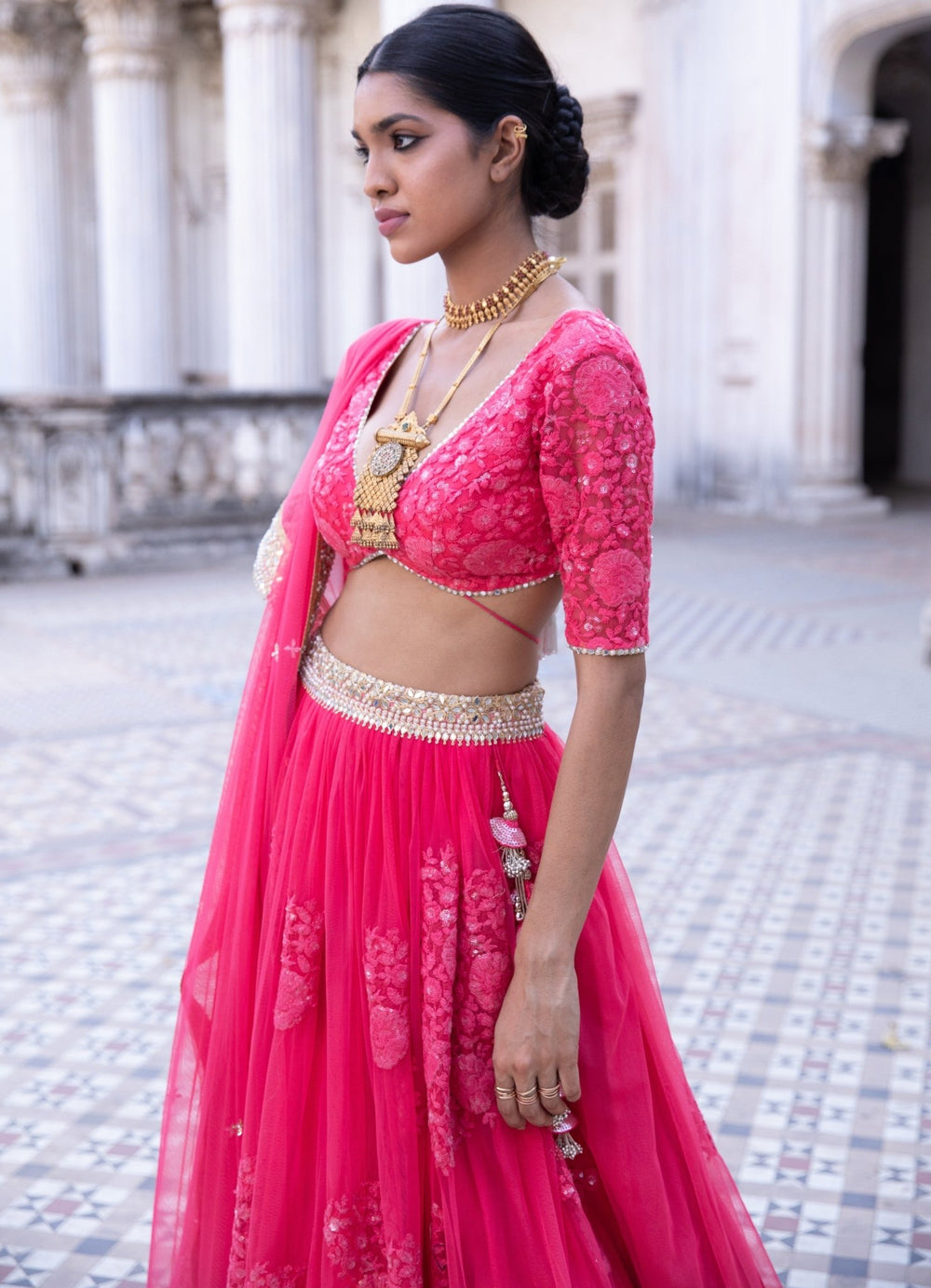 Aarna Raspberry Pink Lehenga Set Renee - Fabilicious Fashion