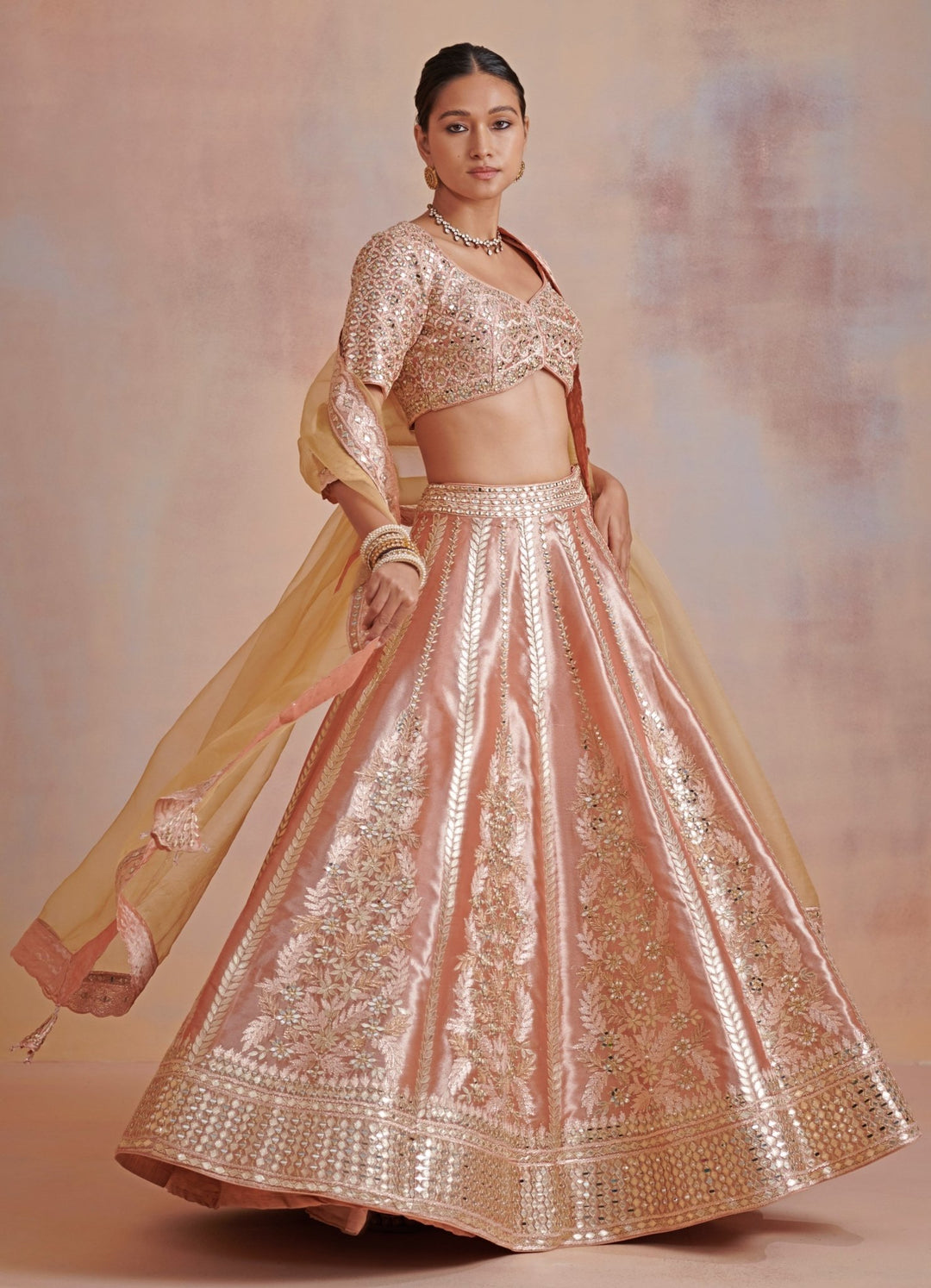 Adaa Melon Orange Lehenga Set Suhino - Fabilicious Fashion