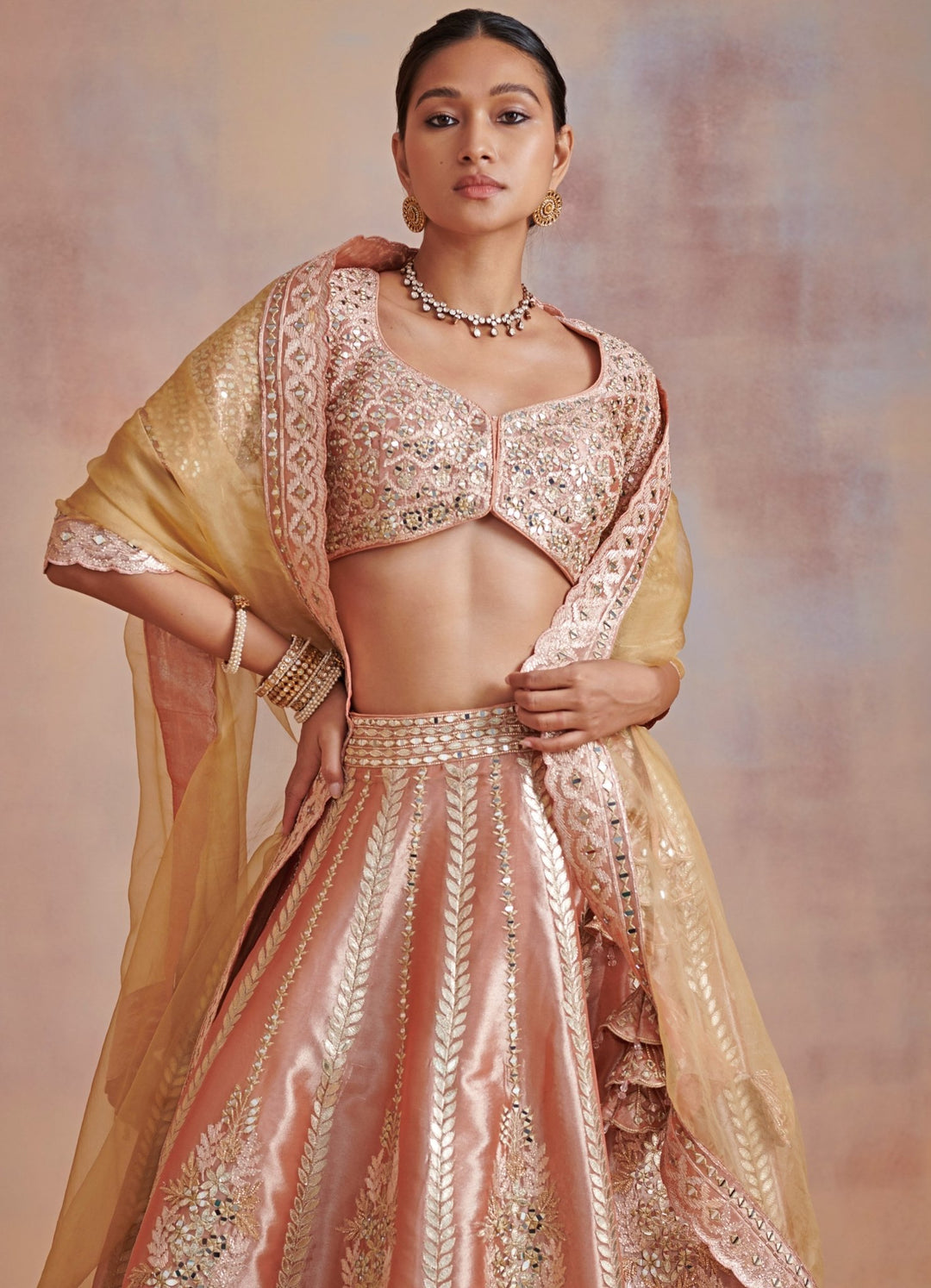 Adaa Melon Orange Lehenga Set Suhino - Fabilicious Fashion