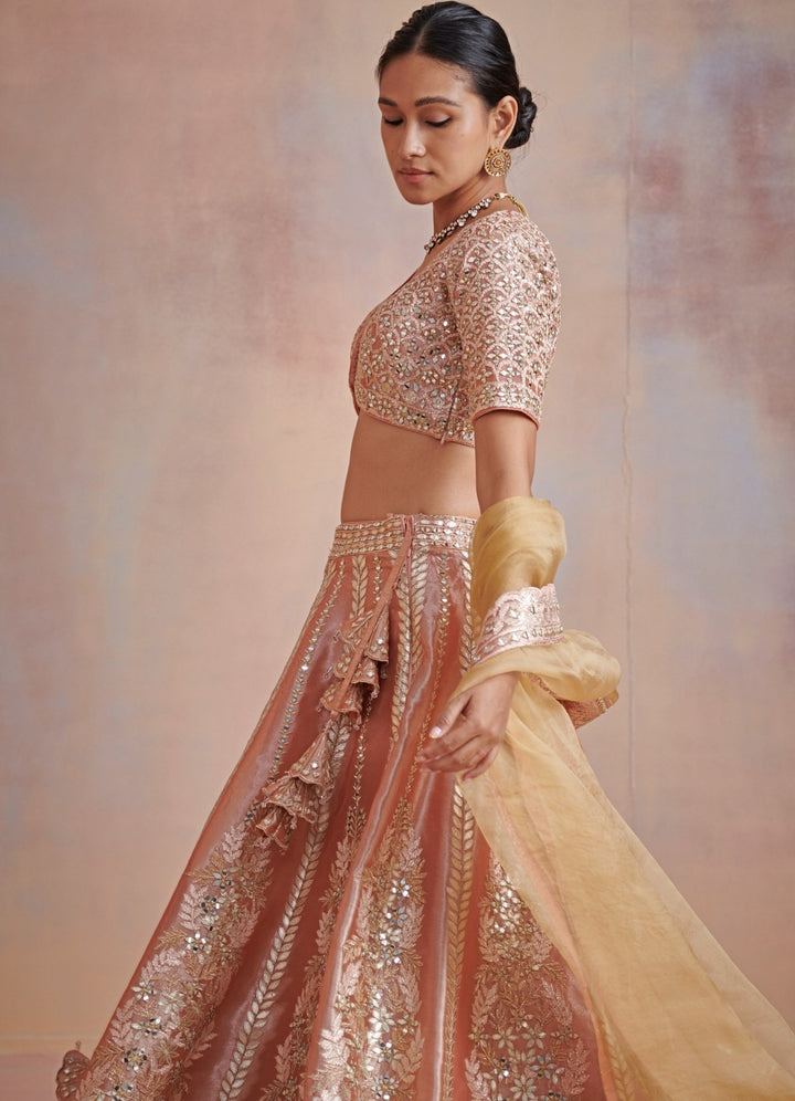 Adaa Melon Orange Lehenga Set Suhino - Fabilicious Fashion