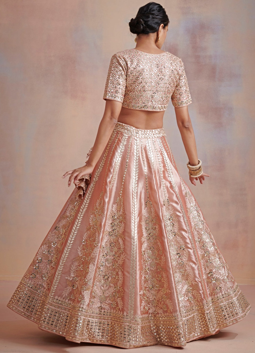 Adaa Melon Orange Lehenga Set Suhino - Fabilicious Fashion