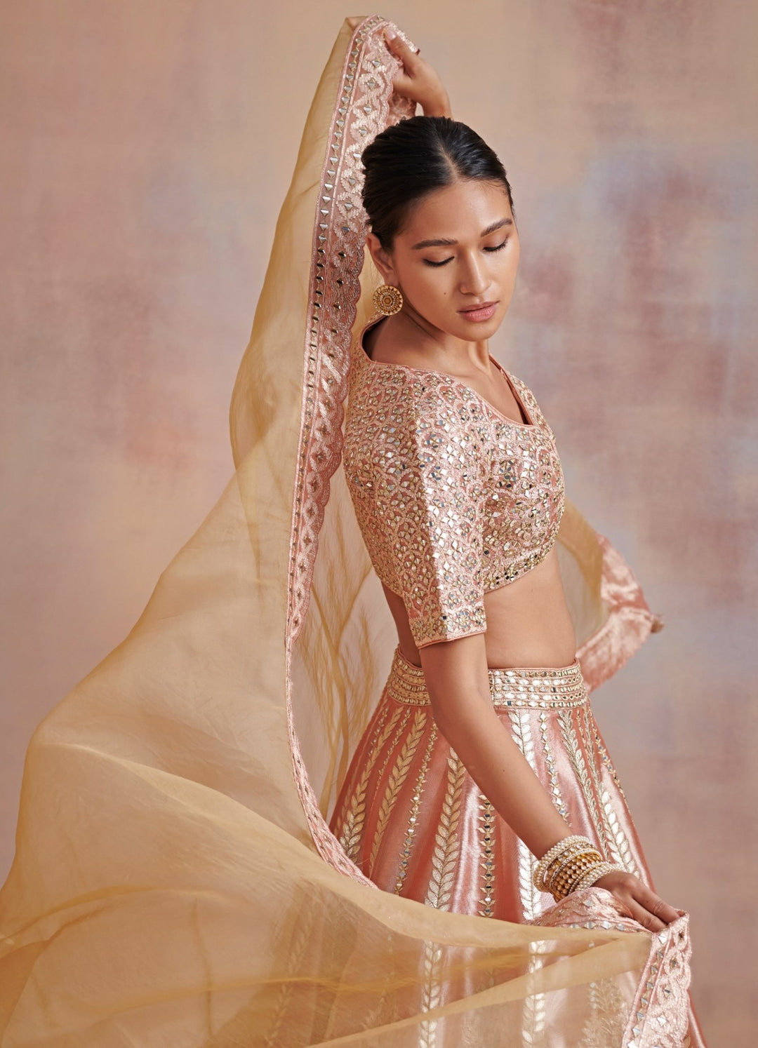 Adaa Melon Orange Lehenga Set Suhino - Fabilicious Fashion