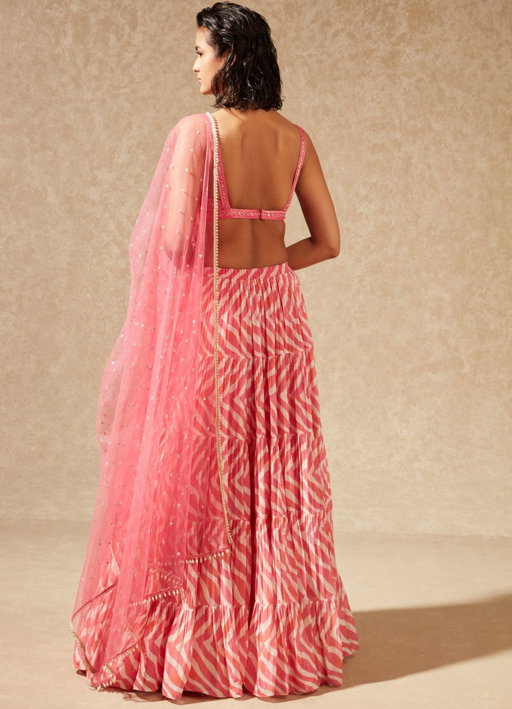 Akira Pink Tiered Lehenga Chamee n Palak - Fabilicious Fashion