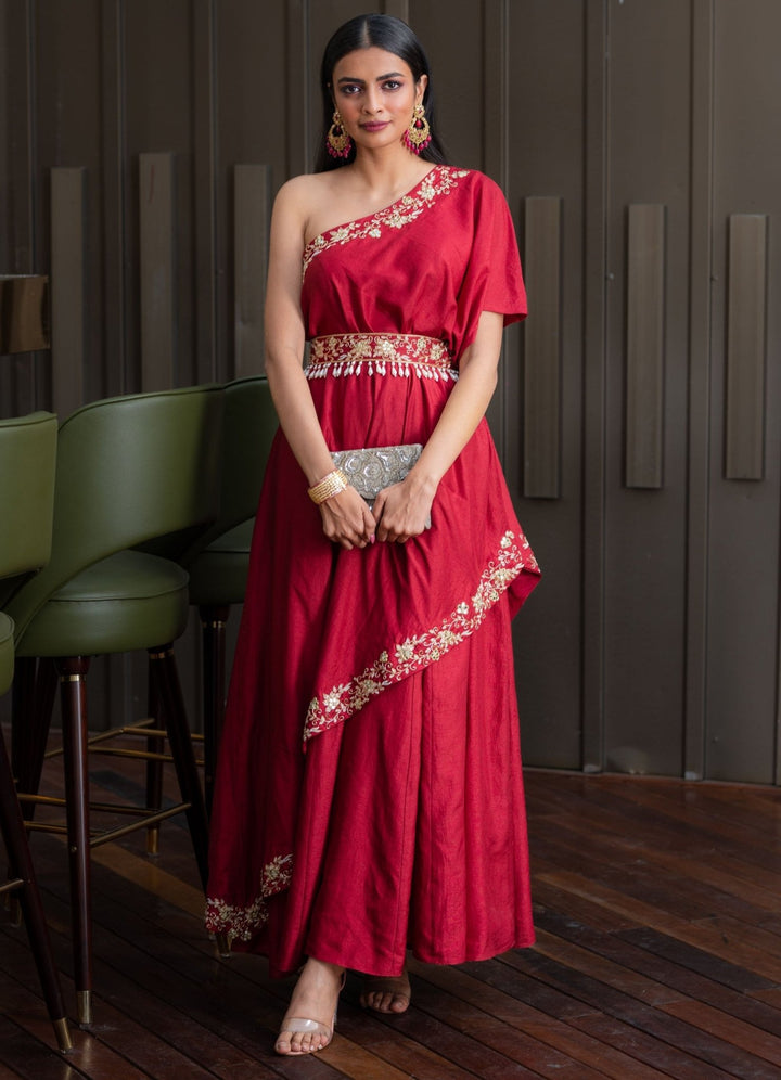 Amber One Shoulder Gown Rashika Sharma - Fabilicious Fashion