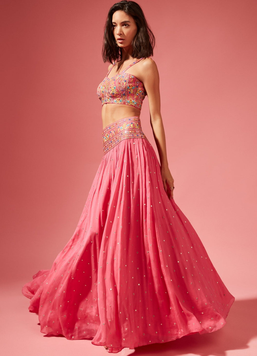 Amika Pink Lehenga Set Chamee n Palak - Fabilicious Fashion