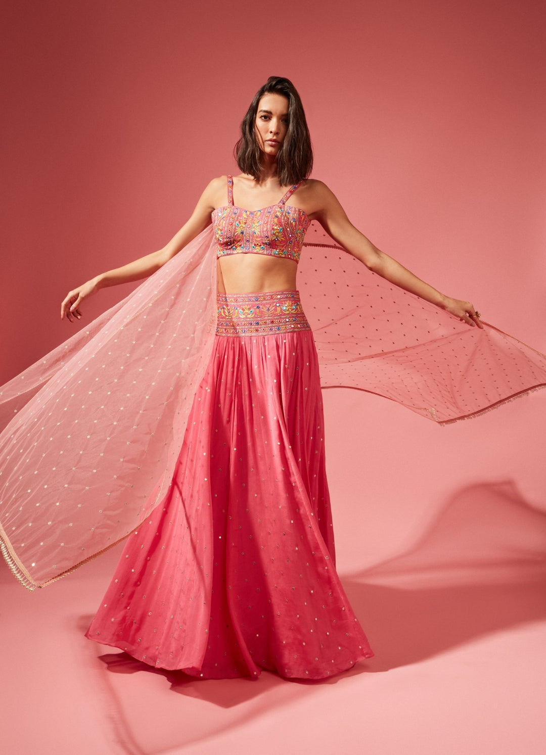 Amika Pink Lehenga Set Chamee n Palak - Fabilicious Fashion