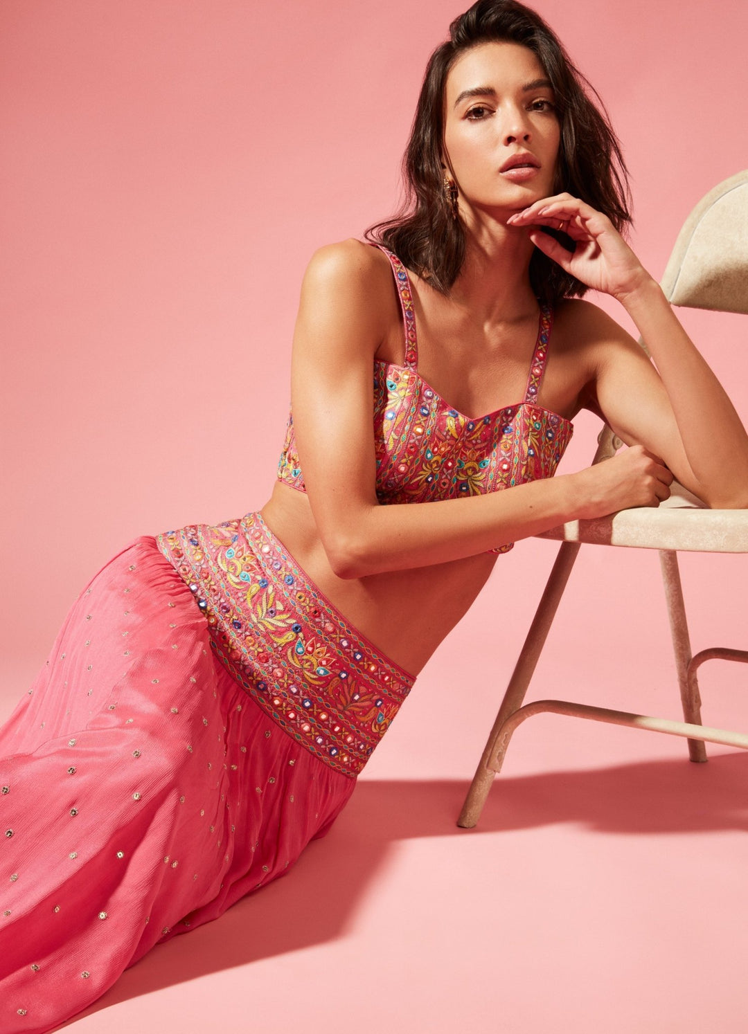 Amika Pink Lehenga Set Chamee n Palak - Fabilicious Fashion