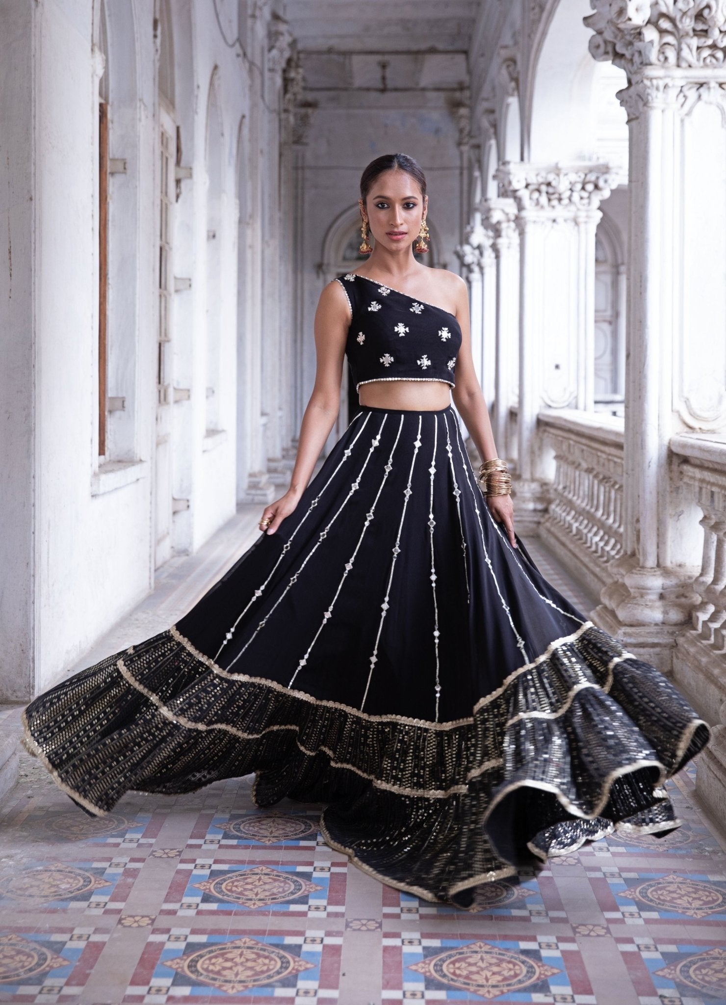 Anaya black lehenga set by Renee Label — sangeet wedding guest lehenga