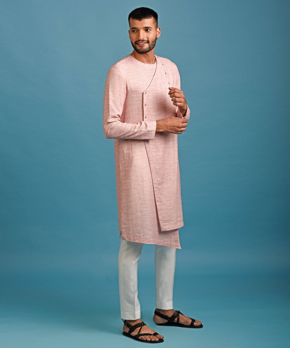 Angrakha Kurta In Ombre Pink With Pyjama Chatenya Mittal - Fabilicious Fashion