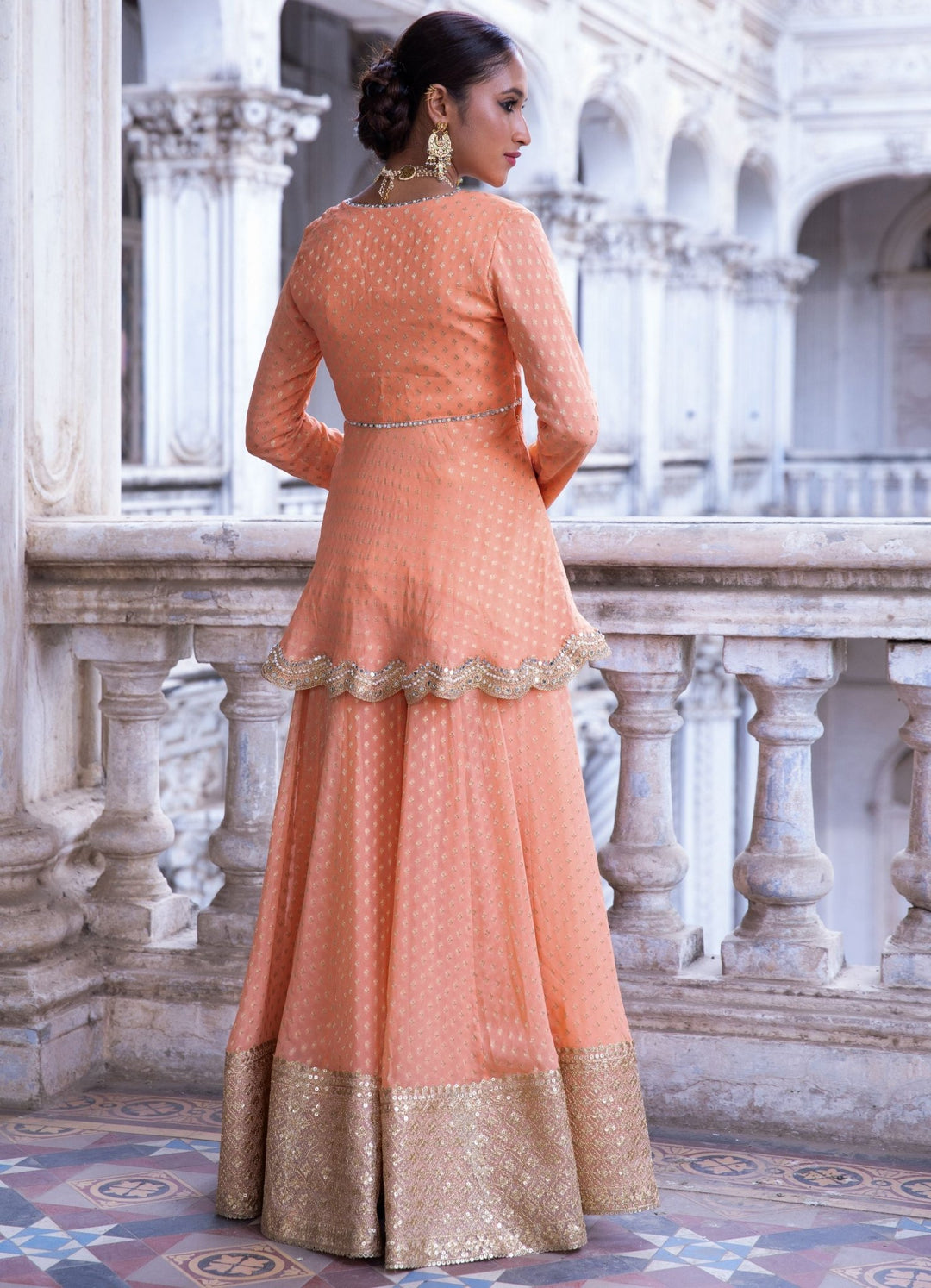 Aradhya Tangerine Kurta Set Renee - Fabilicious Fashion
