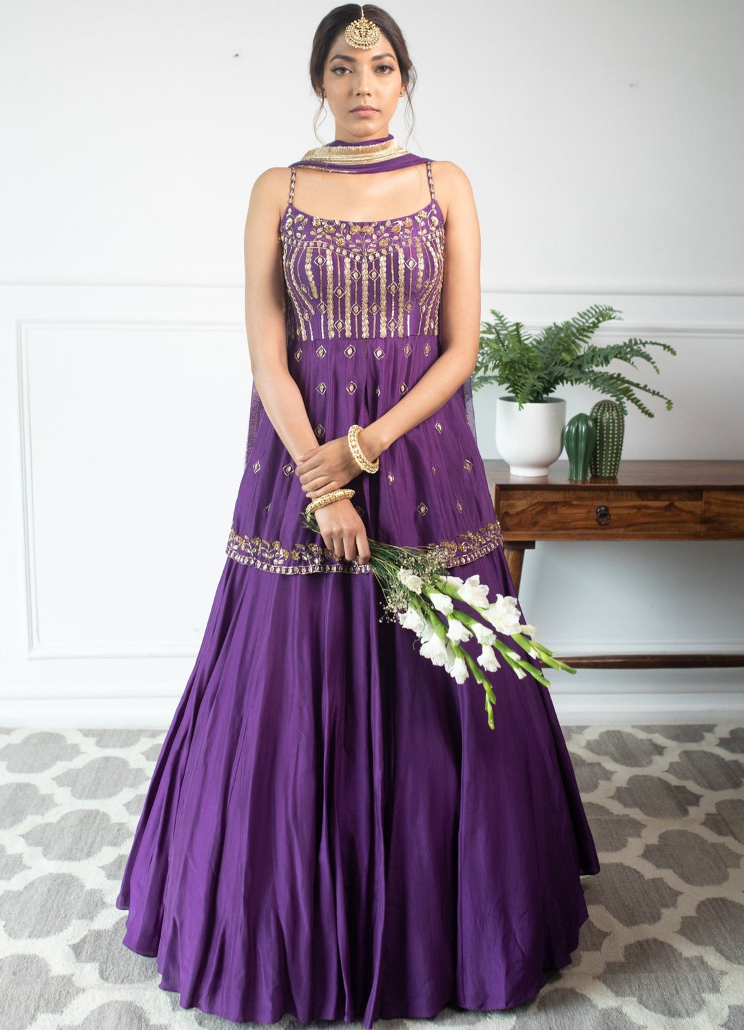 Aubergine Peplum Lehenga Set Parul Gandhi - Fabilicious Fashion