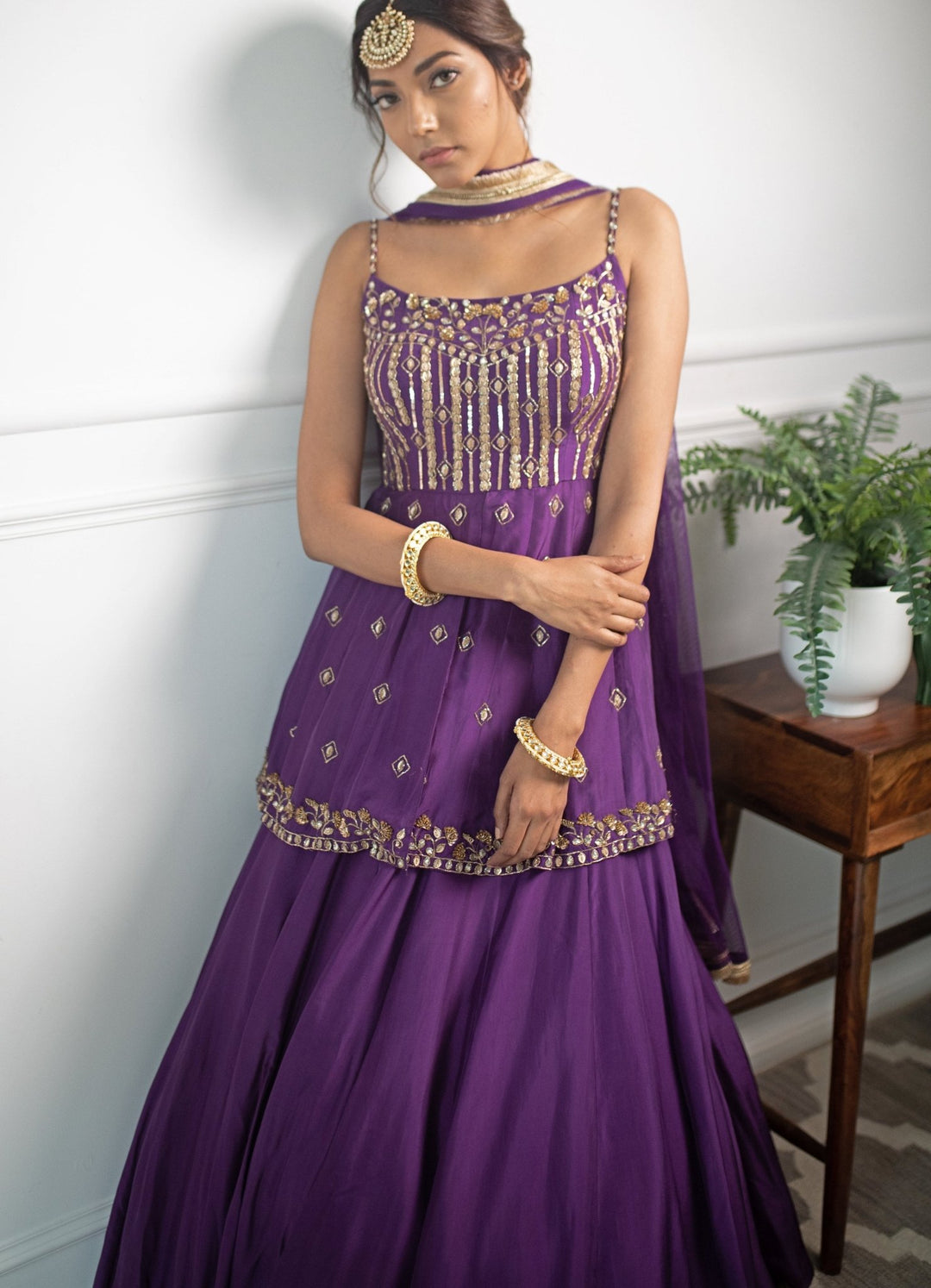Aubergine Peplum Lehenga Set Parul Gandhi - Fabilicious Fashion