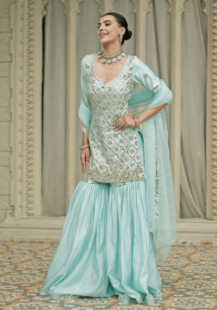 Baby blue sharara set Esha Koul - Fabilicious Fashion