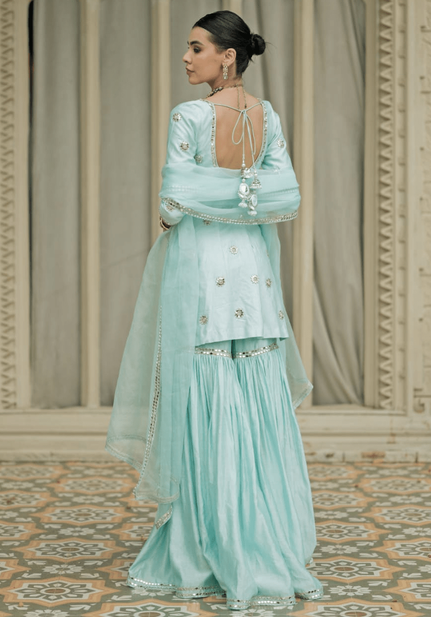 dress with sharara Esha Koul — Baby Blue Sharara Set M