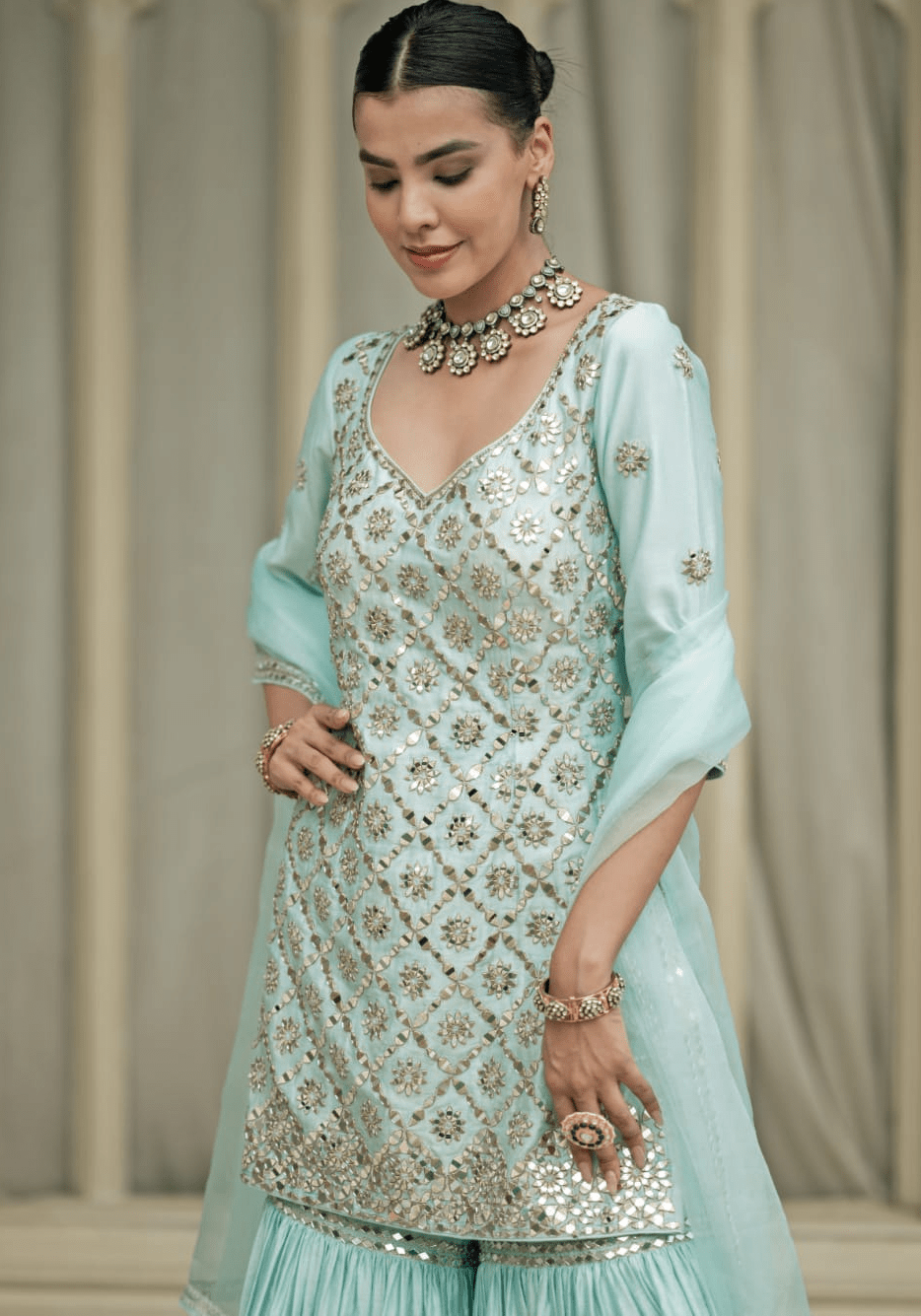 Baby blue sharara set Esha Koul - Fabilicious Fashion