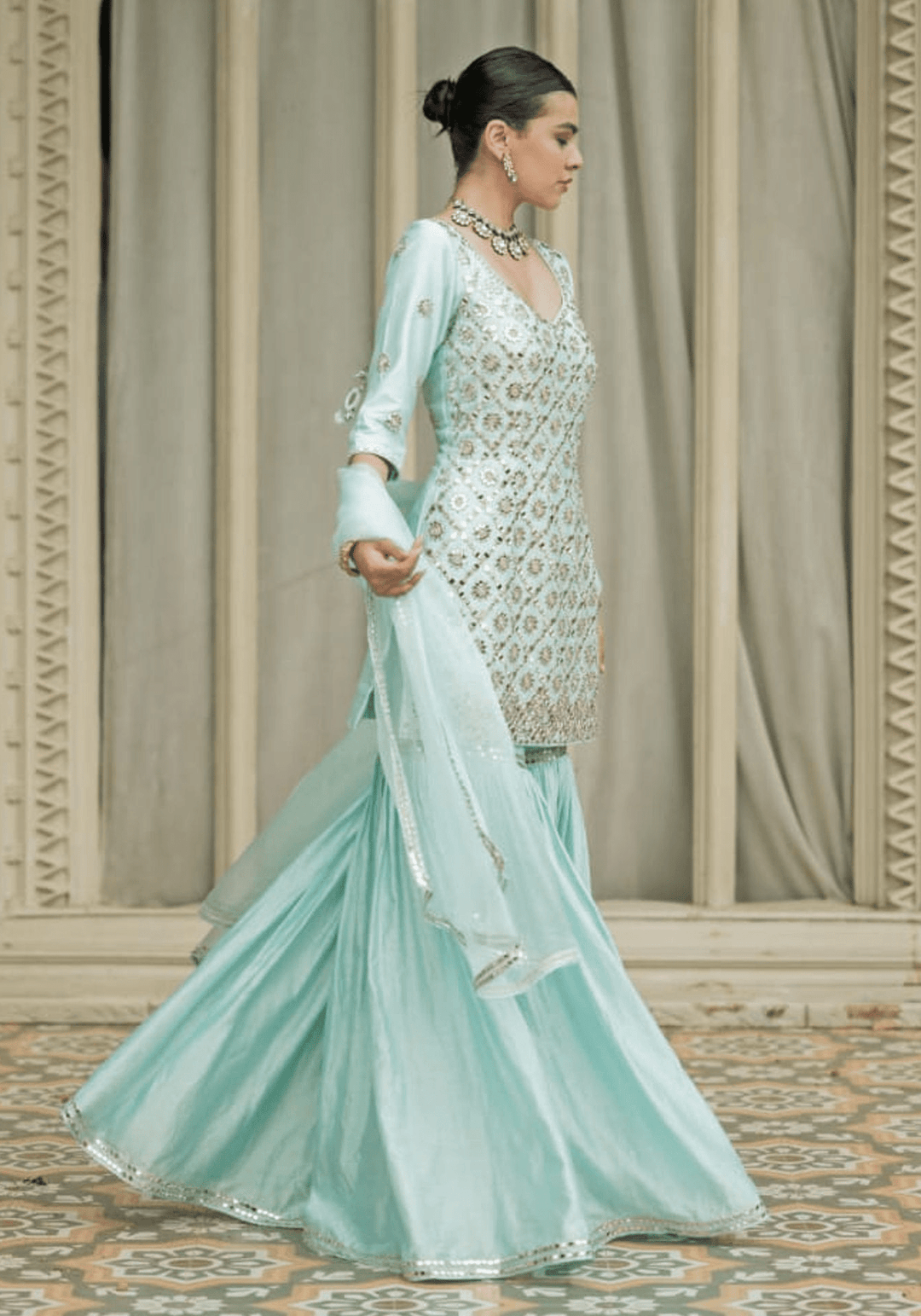 Baby blue sharara set