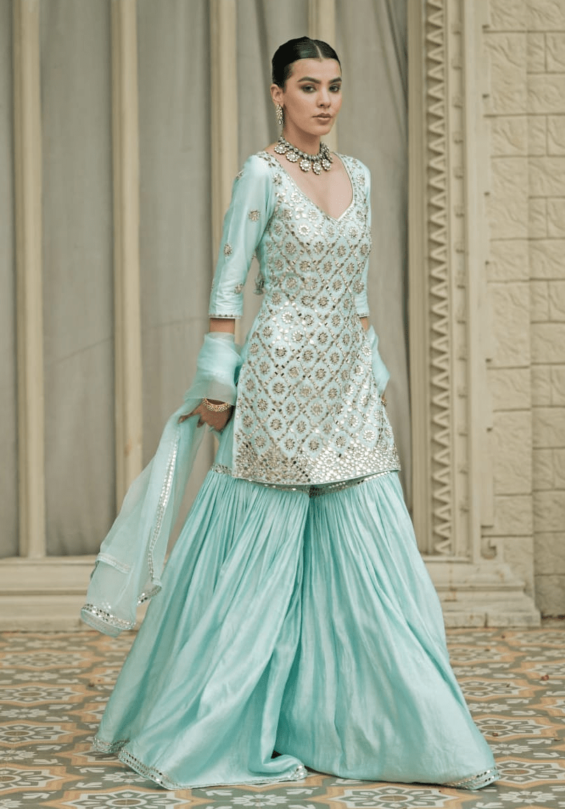 Baby blue sharara set Esha Koul - Fabilicious Fashion