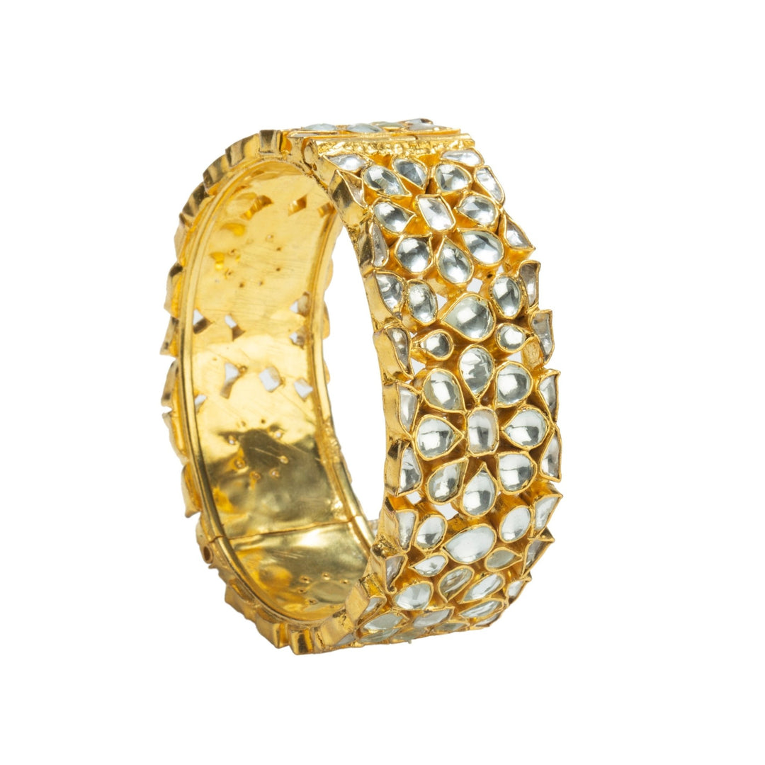 Bangle With Jadtar Stone In Floral Design Riana by Shikha Jindal - Fabilicious Fashion