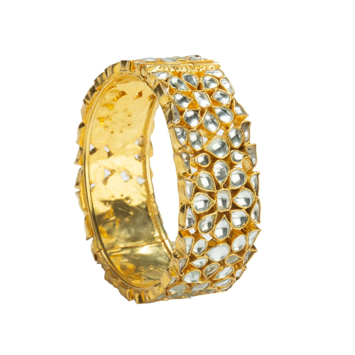 Bangle With Jadtar Stone In Floral Design Riana by Shikha Jindal - Fabilicious Fashion