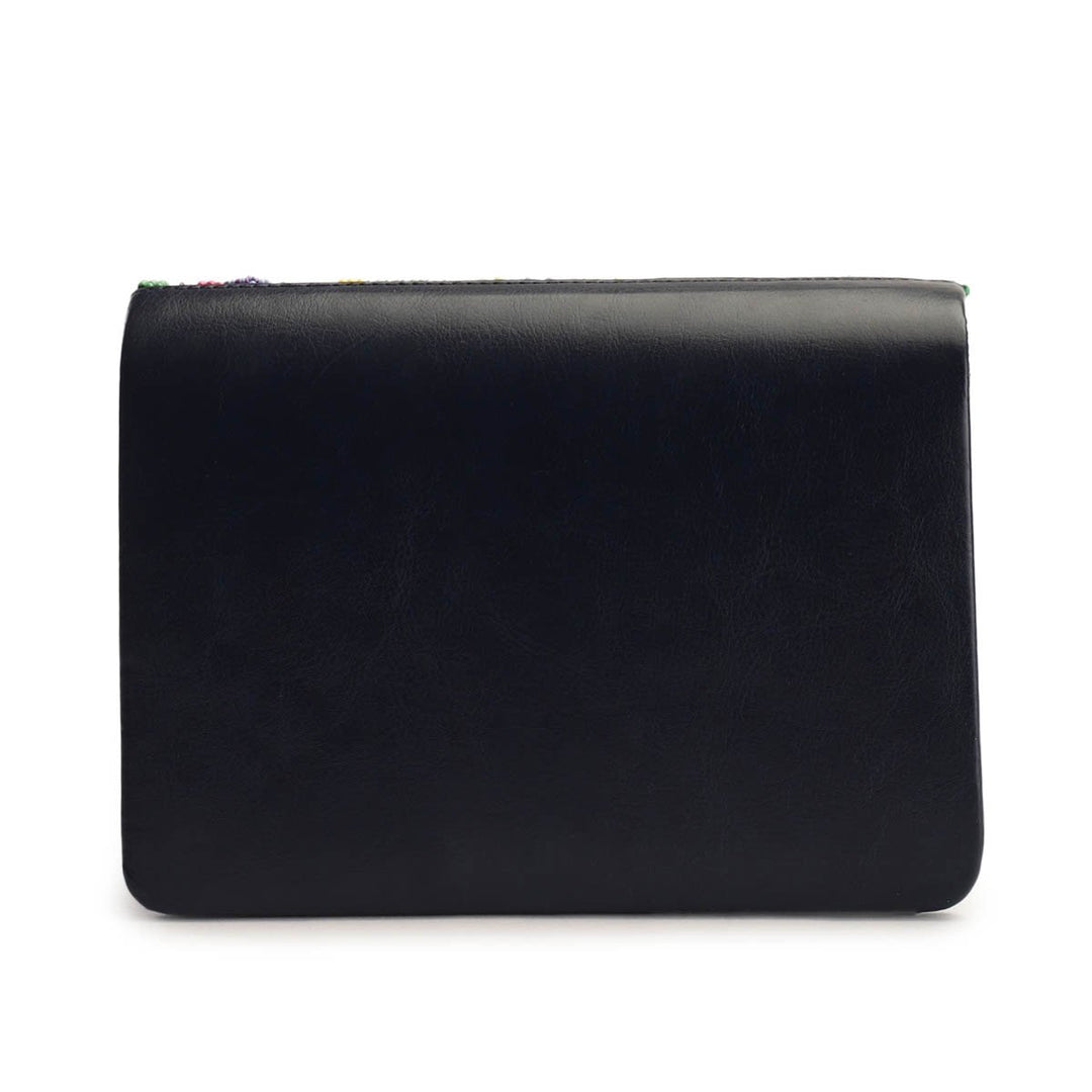 Beaded Black Aztec Clutch The Purple Sack - Fabilicious Fashion