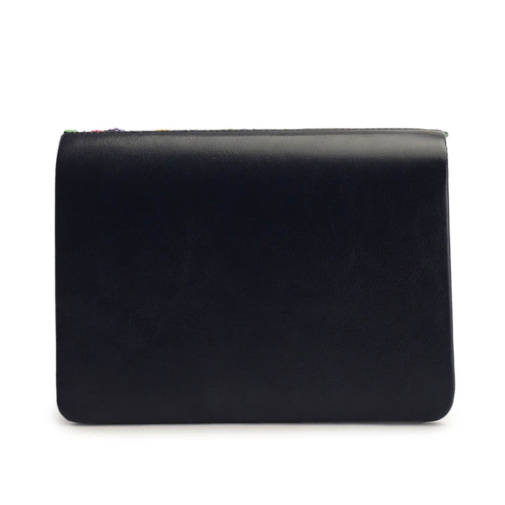 Beaded Black Aztec Clutch The Purple Sack - Fabilicious Fashion