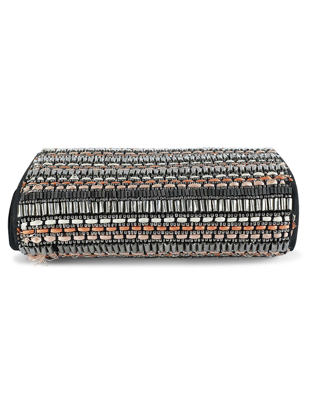 Beaded Silver and Black Clutch The Purple Sack - Fabilicious Fashion