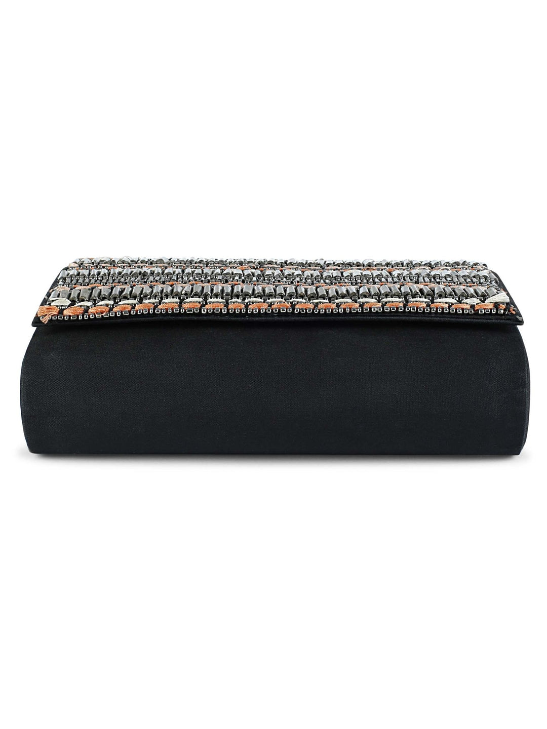 Beaded Silver and Black Clutch The Purple Sack - Fabilicious Fashion