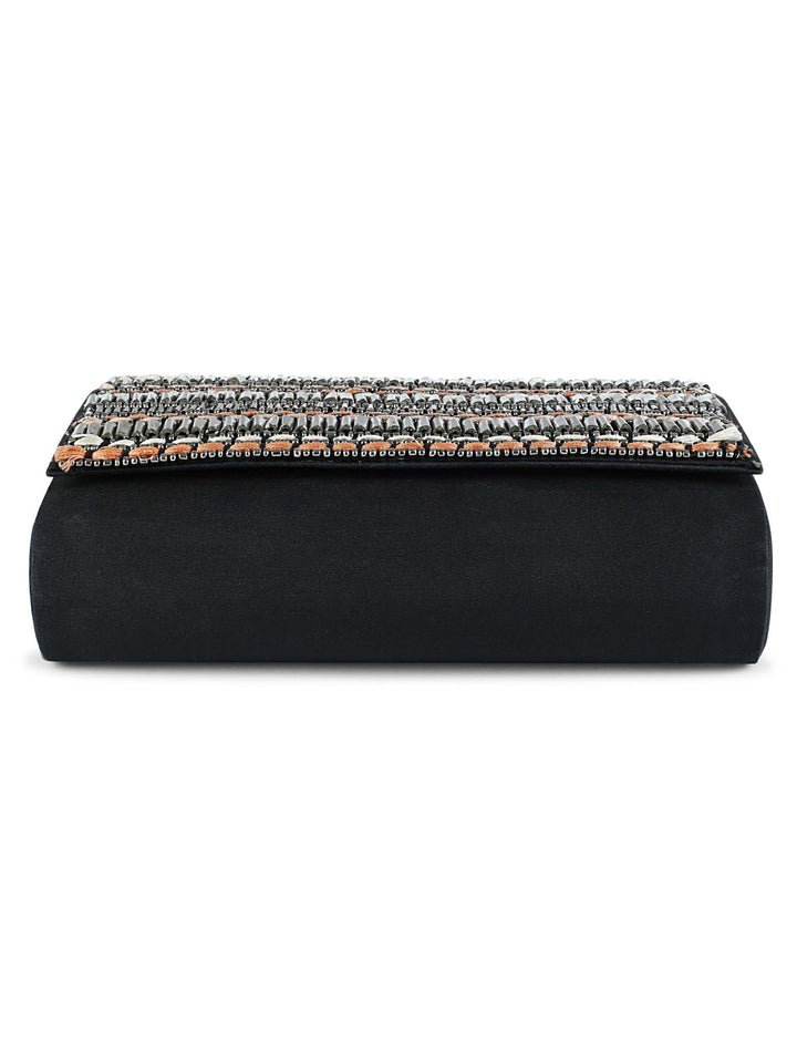 Beaded Silver and Black Clutch The Purple Sack - Fabilicious Fashion