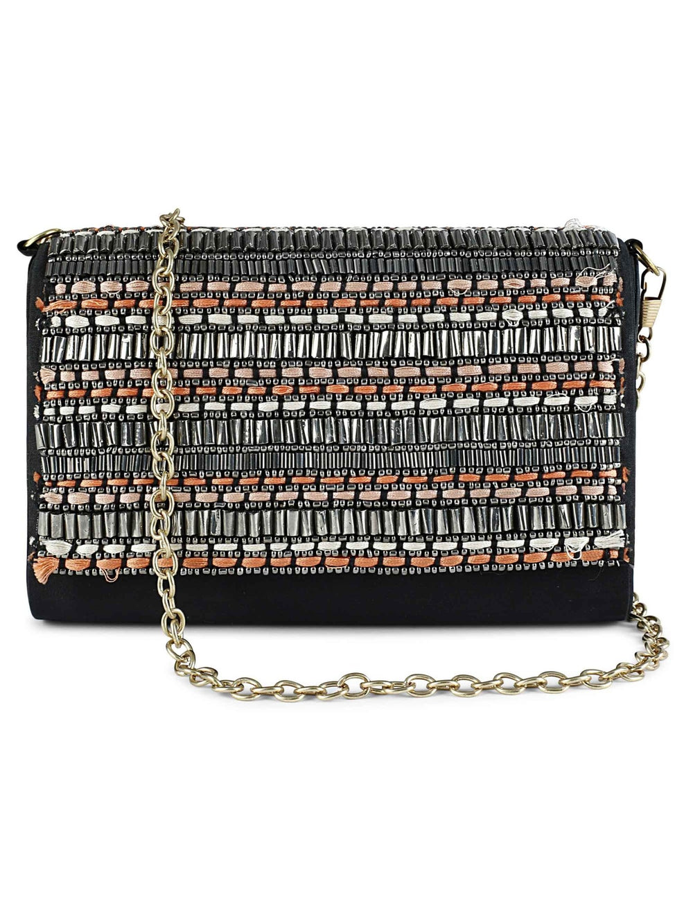 Beaded Silver and Black Clutch The Purple Sack - Fabilicious Fashion