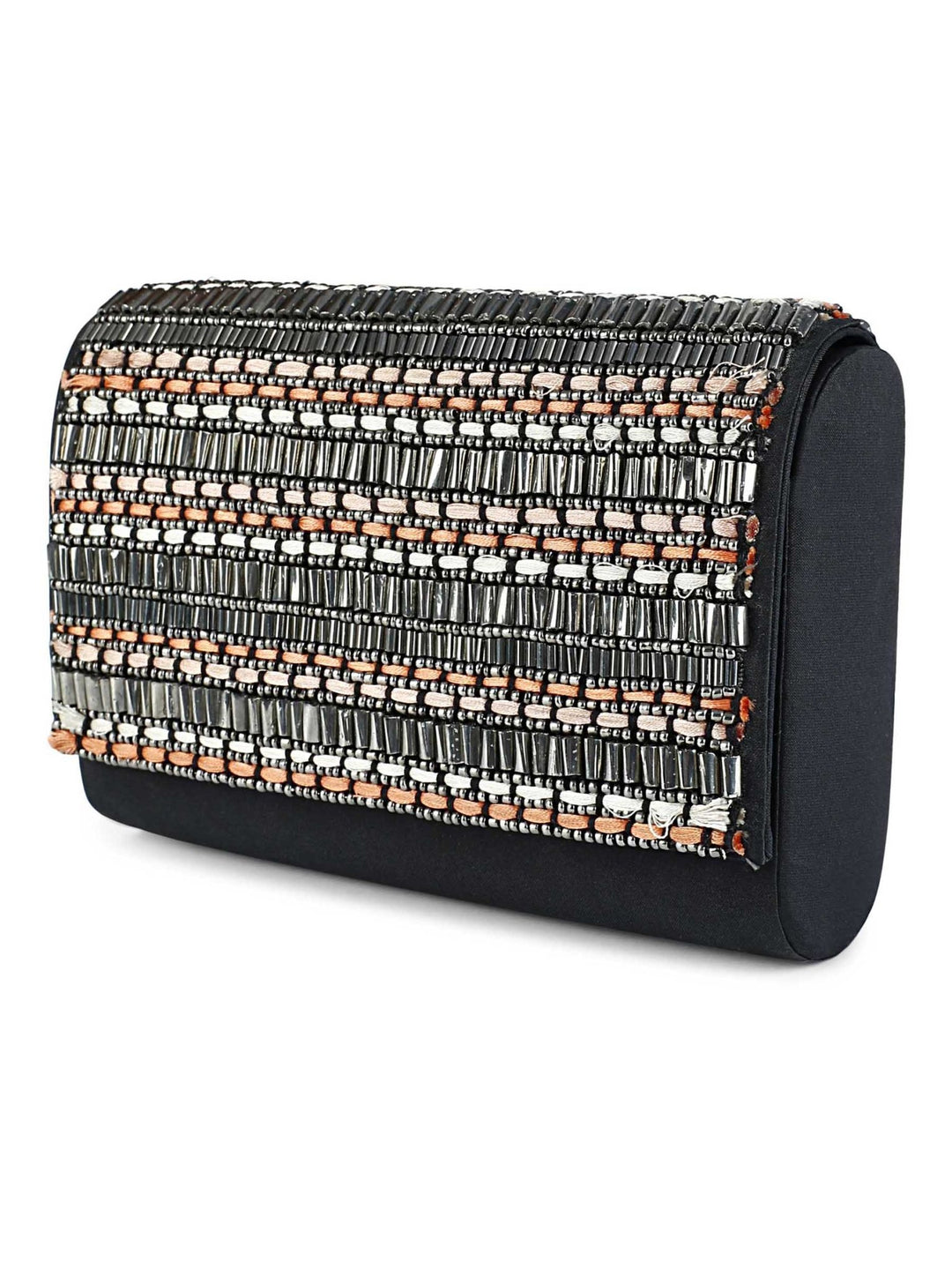 Beaded Silver and Black Clutch The Purple Sack - Fabilicious Fashion