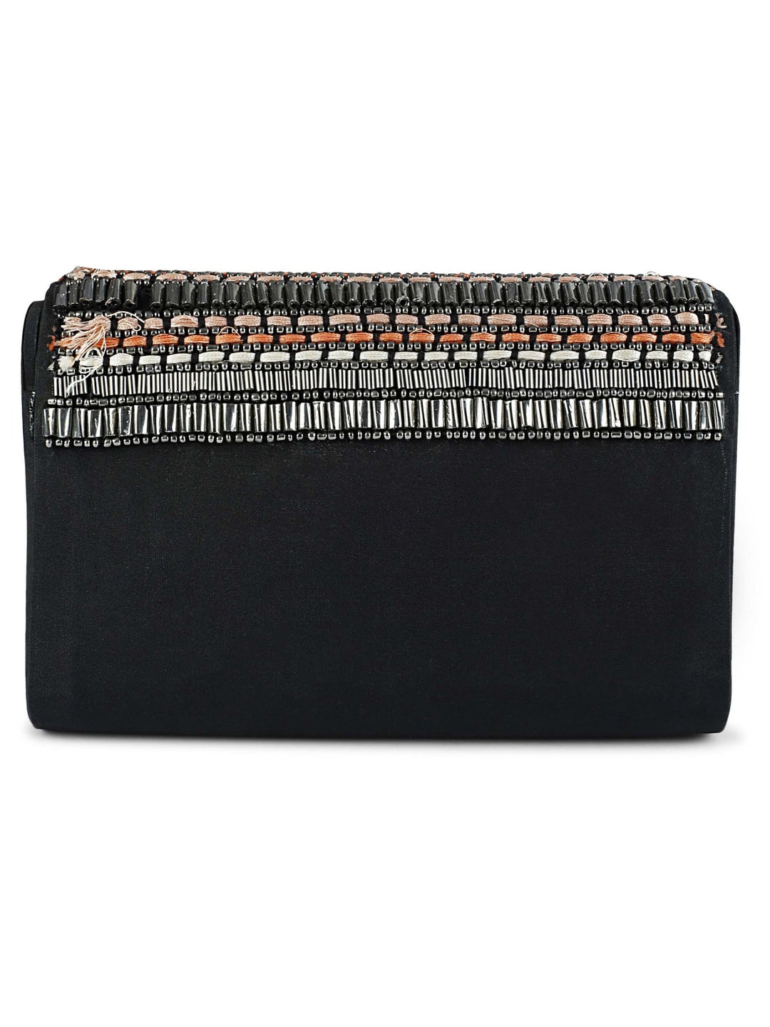 Beaded Silver and Black Clutch The Purple Sack - Fabilicious Fashion