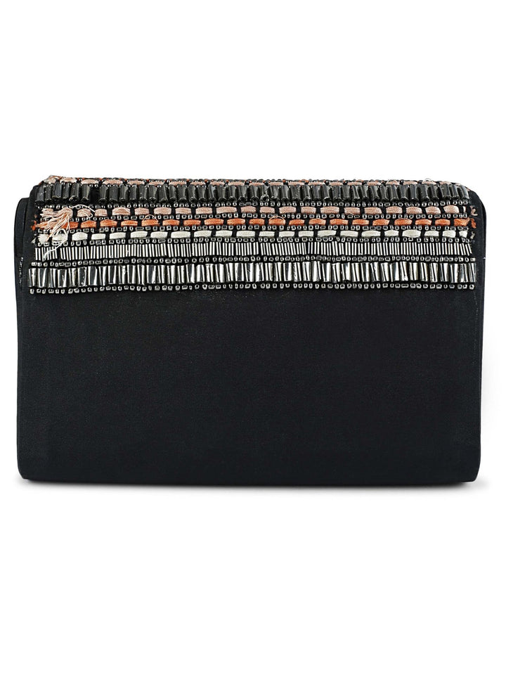 Beaded Silver and Black Clutch The Purple Sack - Fabilicious Fashion