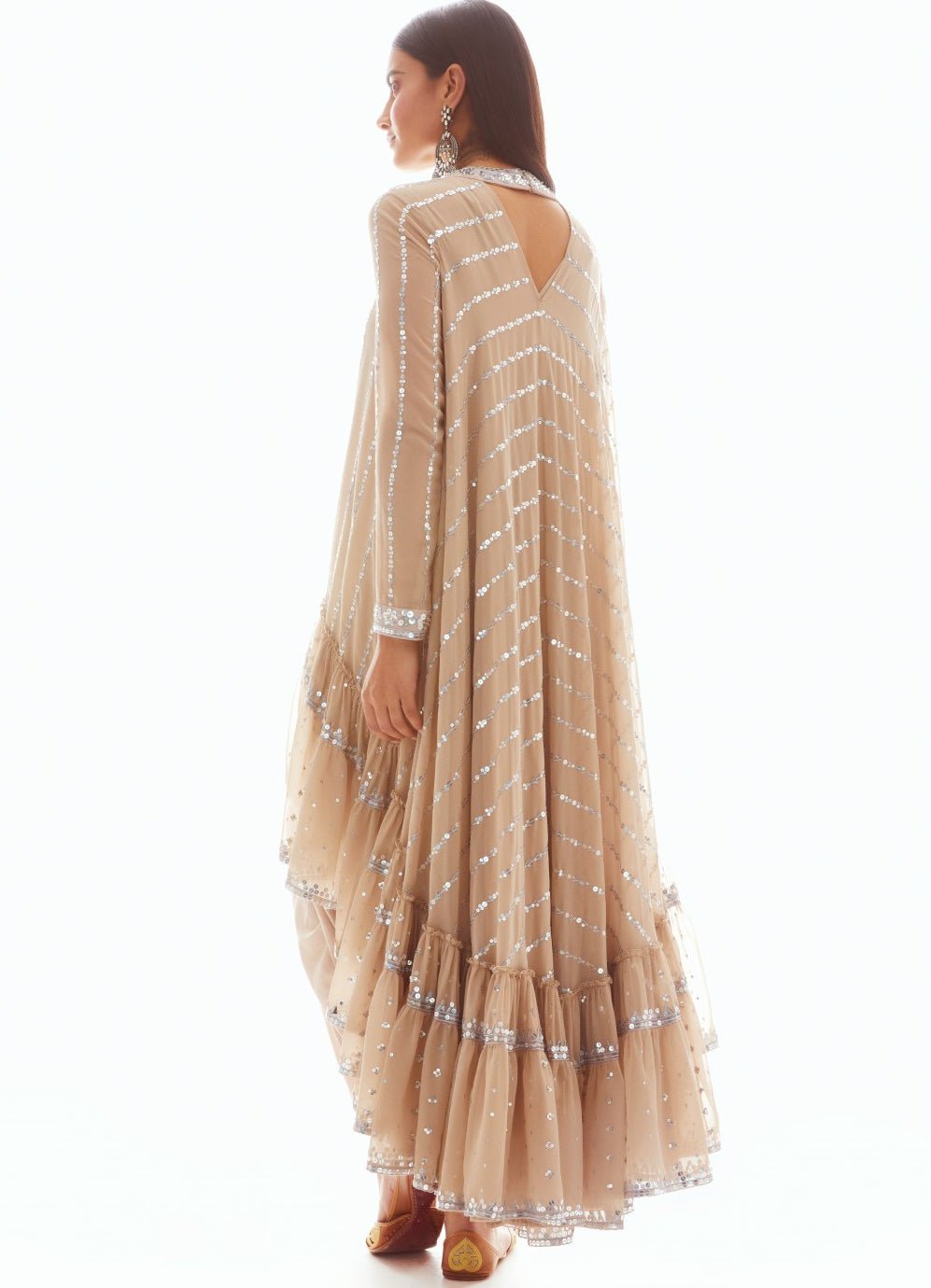 Beige Gold High Low Kurta Set Vvani by Vani Vats - Fabilicious Fashion