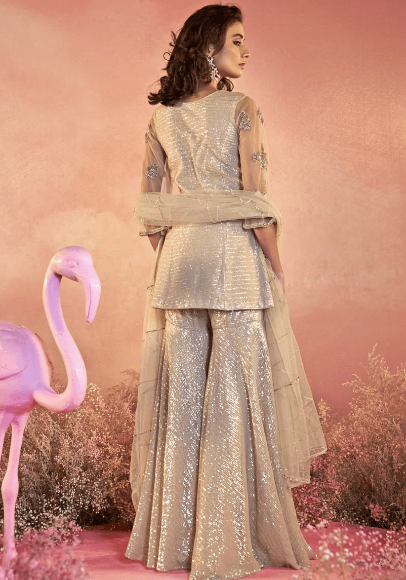 Beige Gold Kurta Sharara Set Parul Gandhi - Fabilicious Fashion