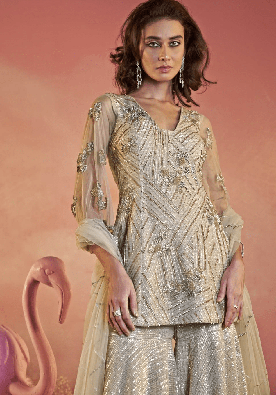 Beige Gold Kurta Sharara Set Parul Gandhi - Fabilicious Fashion