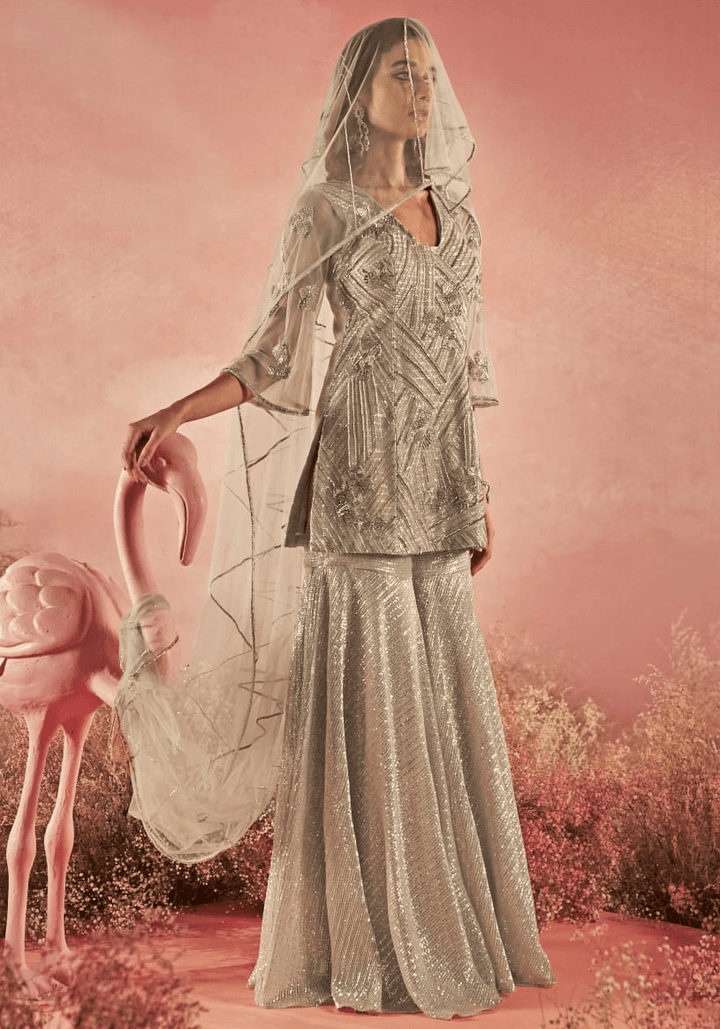 Beige Gold Kurta Sharara Set Parul Gandhi - Fabilicious Fashion