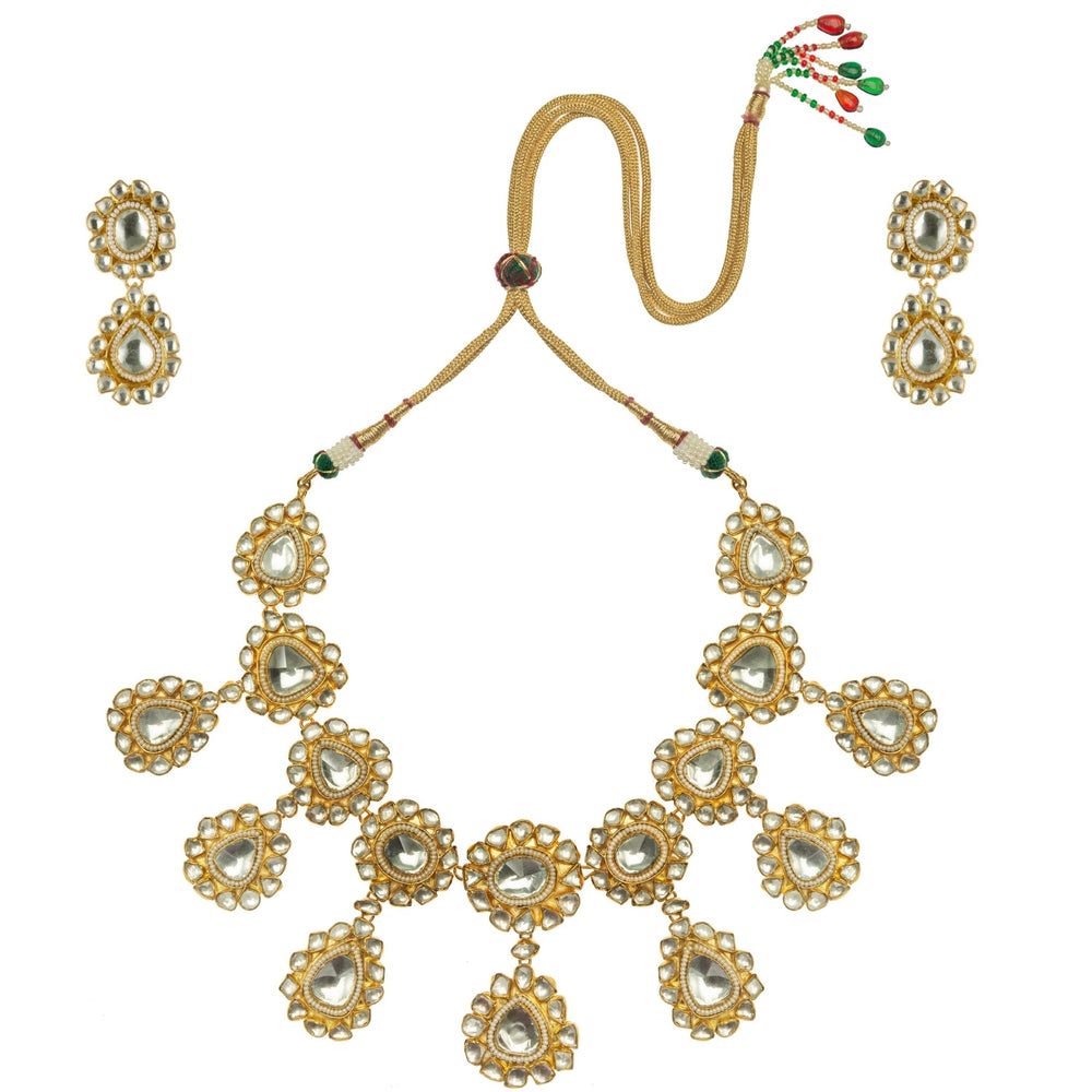 Big Stone Necklace Set With Moti Work Riana by Shikha Jindal - Fabilicious Fashion