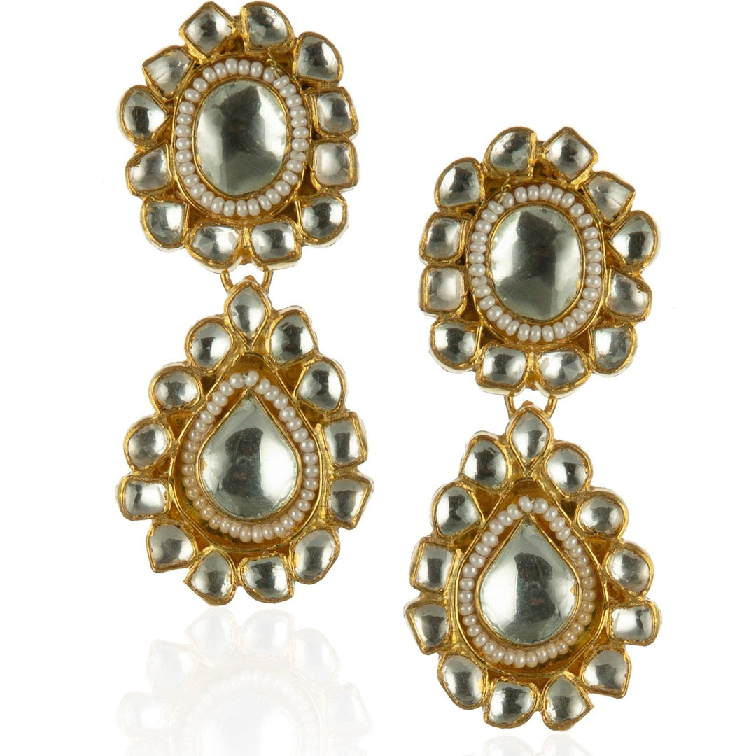 Big Stone Necklace Set With Moti Work Riana by Shikha Jindal - Fabilicious Fashion