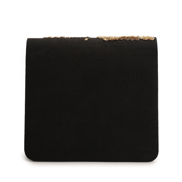 Black and Gold Flap Clutch The Purple Sack - Fabilicious Fashion